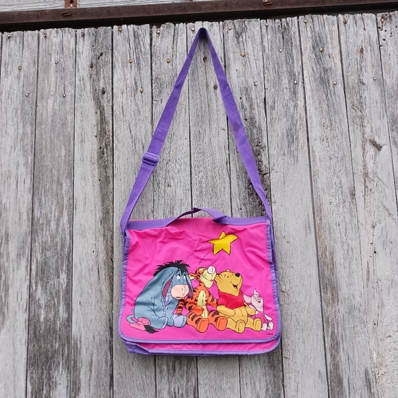 Disney Winnie The Pooh Plastic Crossbody Satchel Bag Pink School Everyday Casual - Picture 1 of 15